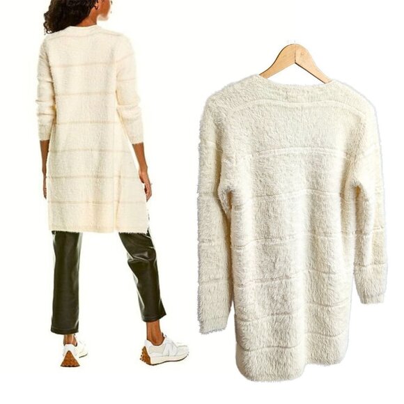 SAGE THE LABEL Ivory Fluff Long Sleeve Oversized Open Cardigan Size S - Picture 7 of 7